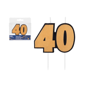 Świeczka urodzinowa ZŁOTA "40" RAVI
